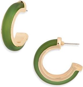 Nordstrom Rack Frosted Resin Hoop Earrings in Emerald- Gold at Nordstrom Rack