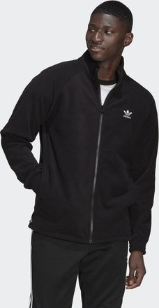 adidas Originals Mens Adicolor Classics Trefoil Teddy Fleece Jacket - Black Recycled Material - Size Medium