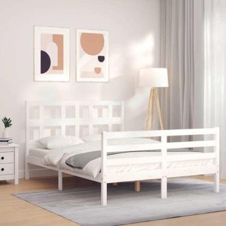 vidaXL Vidaxl - Estructura De Cama Con Cabecero Madera Maciza Blanco 120x200 Cm