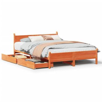 Berkfield Home Bed Frame without Mattress Wax Brown 150x200 cm King Size Solid Wood Pine
