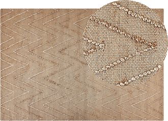 Beliani Alfombra De Yute Beige 140 X 200 Cm Algod&oacute;n Hecho A Mano Patr&oacute;n Geom&eacute;trico Daday