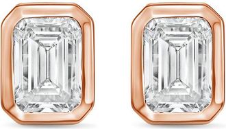 Diana M. Jewels 14Kt Rose Gold 5.00 cts Lab Grown Emerald Diamond Bezel Studs