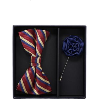 Ben Sherman Bow Tie & Lapel Pin Set in Burgundy Multi/Navy at Nordstrom Rack