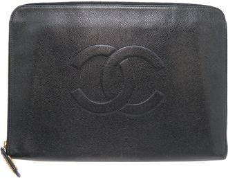 Chanel Black Canvas Document Case (Pre-Owned)