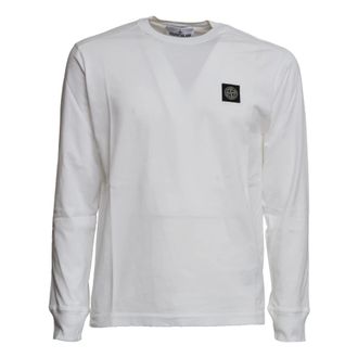 Stone Island Long Sleeve Tops, male, White, Size: XL Compass Patch Long Sleeve T-shirt