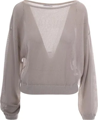 Patrizia Pepe Maglia Retata - female - Patrizia Pepe - V-neck Knitwear - Gray - XS - Knitwear