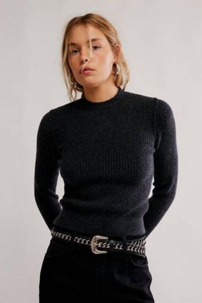 Free People Even After Pullover Top In Charcoal