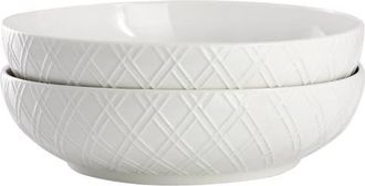 Gibson Home 2 Piece Fine Ceramic 8.2in Dinner Bowl Set in White at Nordstrom