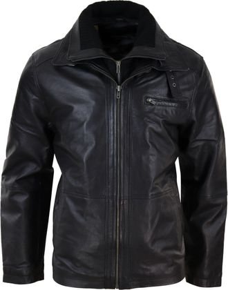 TruClothing Safari Leather Jacket With Double Zip