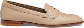 Santoni Tumbled Leather Penny Loafer - Dames - Loafers - Beige - 38 1/2 EU - Leer - Schoenen