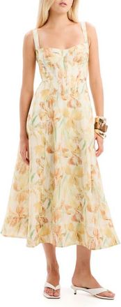 Bardot Adaline Floral Midi Dress in Yellow Floral at Nordstrom, Size 10