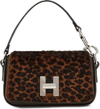Hogan Leopard Print Silver-Clasp Compact Handbag