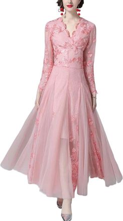 Burryco Burryco Pink Solid Maxi Dress