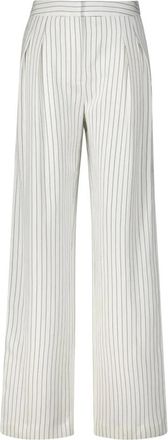 Loulou Studio Gestreept Wide Leg Broek Ayla - Dames - Wijde Broeken - Wit - M - Broeken