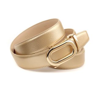 Anthoni Crown Lederg&uuml;rtel ANTHONI CROWN, Damen, Gr. 100, gold, Rindsleder, unifarben, G&uuml;rtel Lederg&uuml;rtel, Automatik Schliesse, abgesteppte R&auml;nder, leicht bombiert