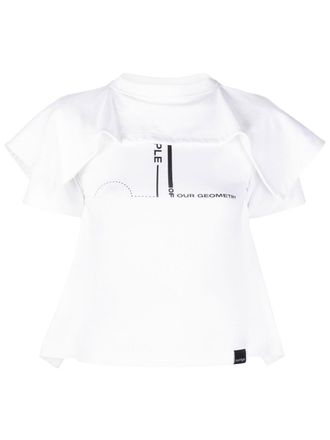 Courr&egrave;ges T-shirt con ruches - Bianco