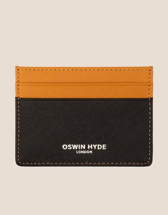 Oswin Hyde Mens Holborn Tan Card Holder - Black