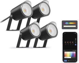 Ksix Outdoor LED Spots - KSIX smart your tech - Set of 4 - Smart LED - IP65 - 50x50x28 cm - 1.6 kg - Various colors