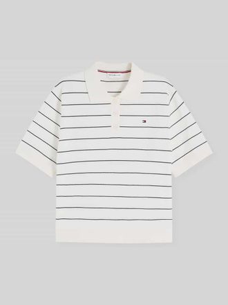Tommy Hilfiger Regular Fit Pullover aus reiner Baumwolle mit Polokragen in Weiss, Gr&ouml;&szlig;e XL