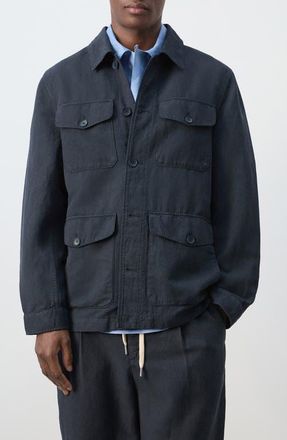 Mango Button Front Chore Jacket in Navy at Nordstrom, Size Xx-Large