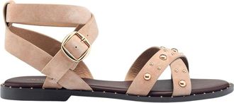 Cosmoparis Schoenen, Dames, Beige, 37 EU, Leer, Helana Platte Sandaal