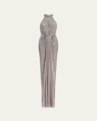 Jenny Packham Whisper Beaded Halter Gown