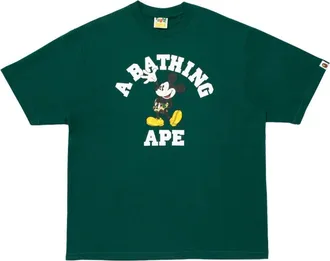 A Bathing Ape x Disney Mickey Mouse College Relaxed Fit T-Shirt Green 0ZXTEM930101Q-GRN