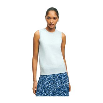 Brooks Brothers Supima Katoen Jersey Top - Dames - Tops zonder mouwen - Blauw - L - Katoen - Tops