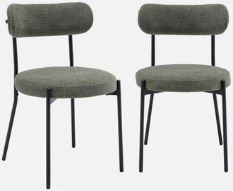 Sweeek Set di 2 sedie in metallo e tessuto ciniglia