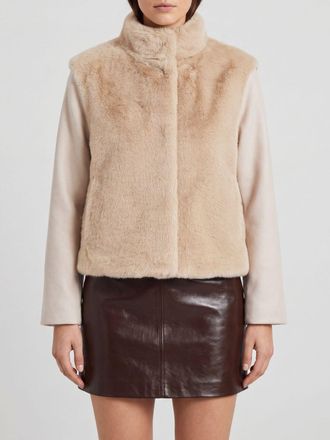 Herno High Neck Faux Fur Jacket with Concealed Closure