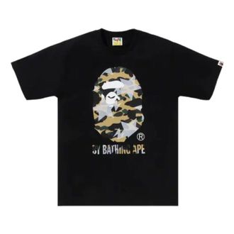 A Bathing Ape Over Print 1st Camo T-Shirt Black Yellow 1M30110023-BLACK-YELLOW
