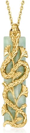 Ross-Simons Jade Snake Pendant Necklace With Sapphires in 18kt Gold Over Sterling