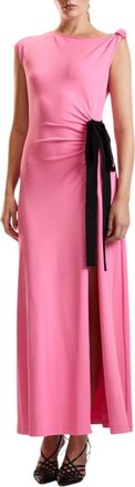 Cynthia Rowley Knotted Shoulder Ribbon Tie Maxi Dress