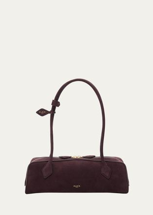 Alaia Le Teckel Medium Suede Shoulder Bag