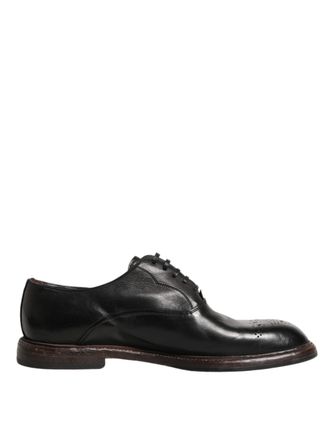 Dolce & Gabbana Black Calfskin Leather Oxford Dress Mens Shoes