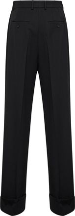 Dolce & Gabbana Womens Black Wool Gabardine Straight Trousers Virgin