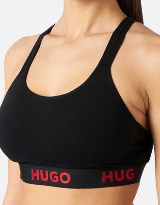 HUGO BOSS Womens Sporty Logo Padded Bralette, Black - Size: 18/16
