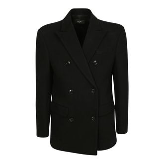 Amiri Jassen, Dames, Zwart, S, Katoen, Double-Breasted Blazer