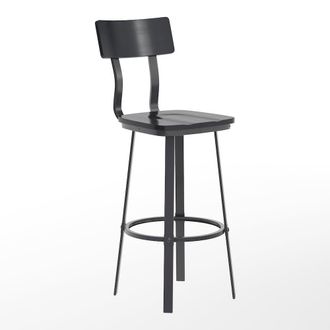 Flash Furniture Black Restaurant Barstool with Wood Seat & Back, Black Powder Coat Frame