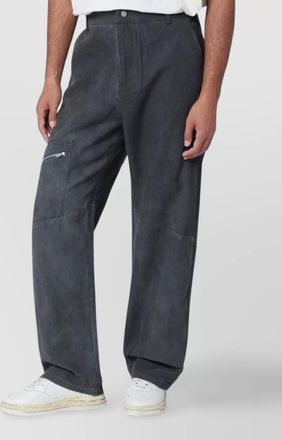 Represent cotton trousers with wide leg design