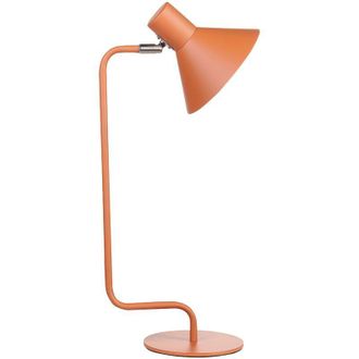 Beliani Lampada da tavolo abat jour luce comodino base metallo conica arancione soggiorno camera da letto Rimava