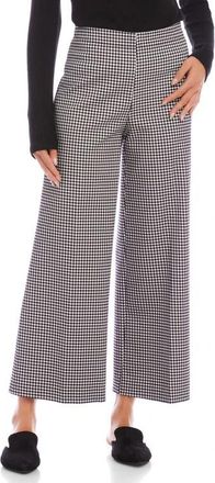 Karen Kane Crop Wide Leg Pants in Black Check at Nordstrom, Size X-Large