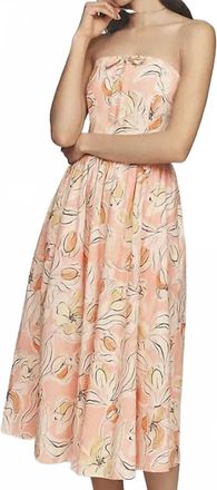 Hutch Iris Watercolor Tulips Midi Dress In Peach