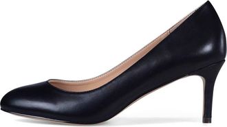 Castamere Womens Mid Heels Round Toe Slip-on Stilettos Court Shoes 2.4IN Black Pu Pumps UK 9.5/10