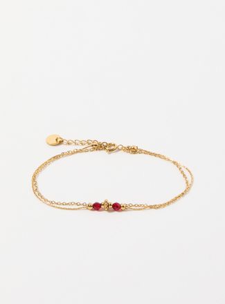Simons Womens Double-chain with faceted beads bracelet