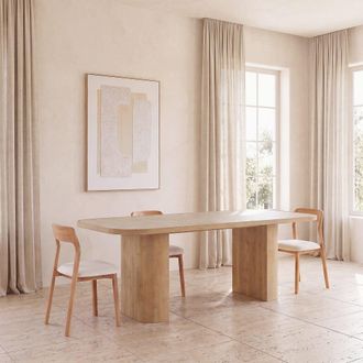 Maisons du monde Mesa de comedor de madera de mango y cer&aacute;mica crudo 205 cm