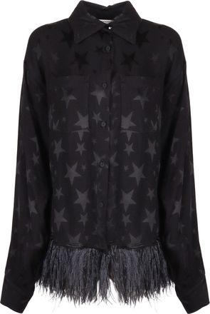 Shirt a Porter Feather Trim Star Pattern Shirt
