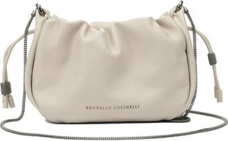 Brunello Cucinelli Mellow Mini Bucket Bag - Dames - Schoudertassen - Beige - ONE Size - Leer - Tassen