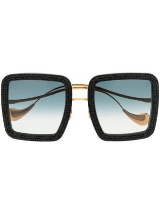 Anna-Karin Karlsson Occhiali da sole oversize con cristalli - Nero