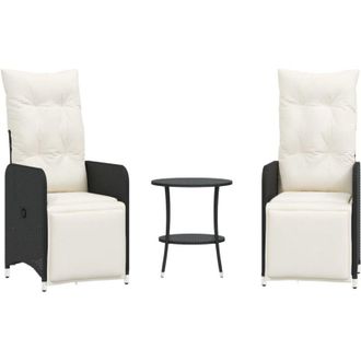 vidaXL Sedie da Giardino Reclinabili 2 pz con Tavolo in Polyrattan - Vidaxl